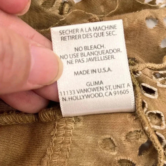 Glima Tie Dye Top Womens M Tan V-Neck Pullover Eyelet Trim Hippie‎ Boho Artsy - Picture 12 of 12